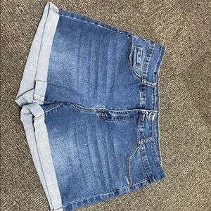 Denim Roll-Hem Women's Shorts - Blue